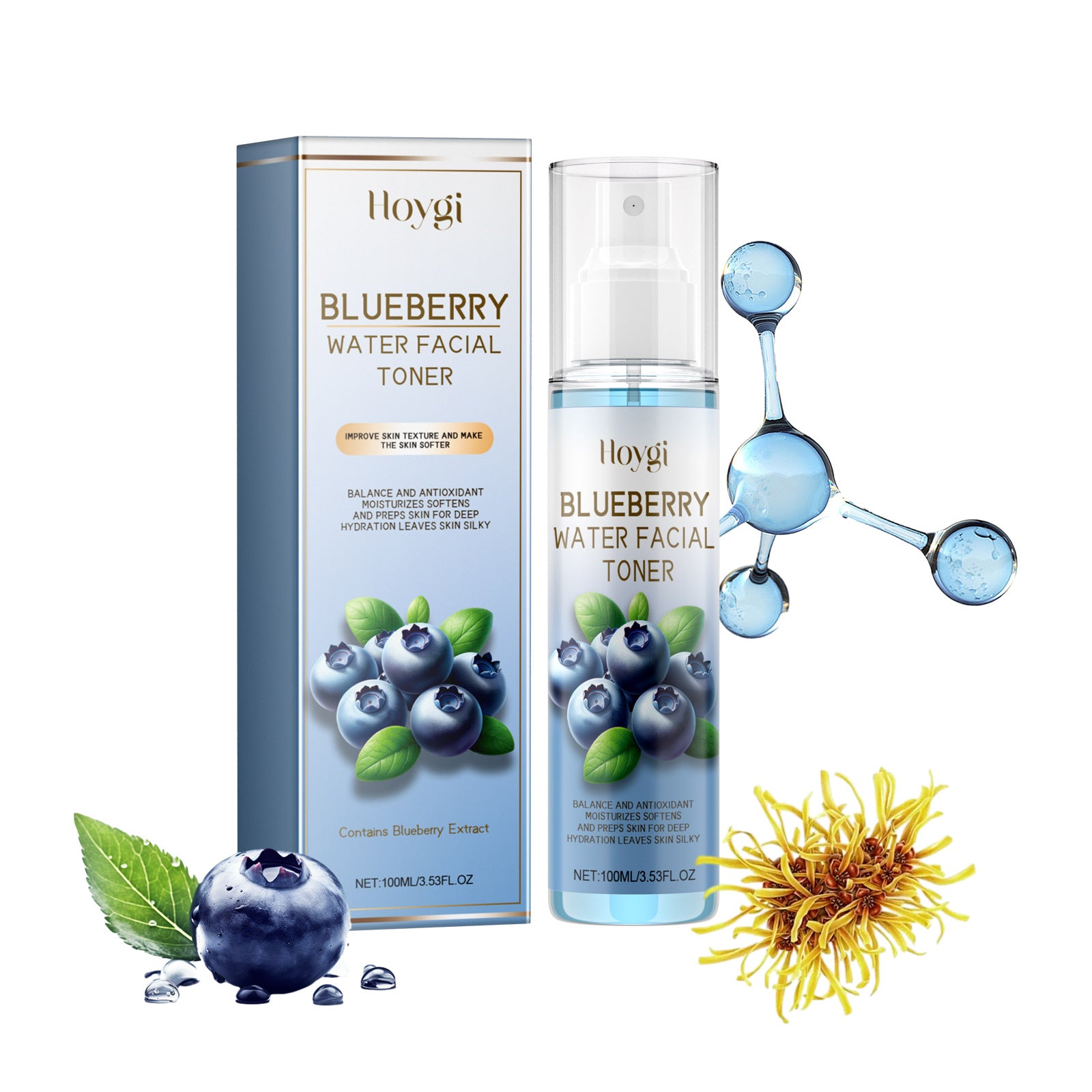 HOYGI Blueberry Facial, Care Facial Skin Deep Cleansing Anti-Wrinkle Skin Care Essence Beauty Brightening Cream